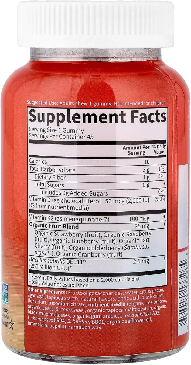 Garden of Life Vitamin Code - Vitamins D3 & K2 Gummies Raspberry Lemon - 45 Gummies