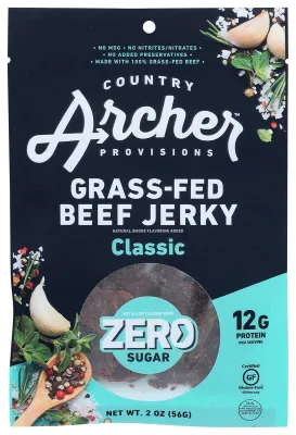 Country Archer Jerky, Grass-Fed Beef Jerky, Classic, 2 oz (56 g)