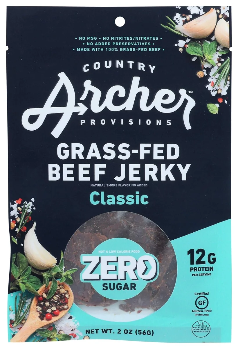 Country Archer Jerky, Grass-Fed Beef Jerky, Classic, 2 oz (56 g)