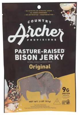 Country Archer, Jerky Pasture-raised Bison Jerky Original, 2 Ounce