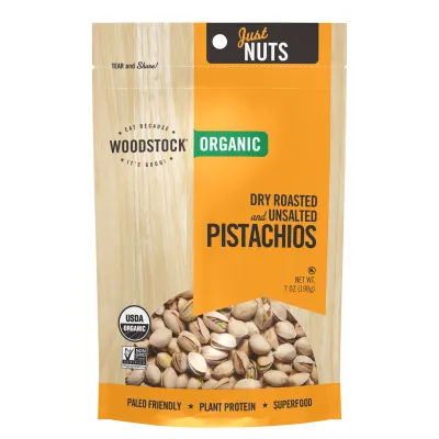 Woodstock Organic Pistachios, Dry Roasted Unsalted - 7 oz