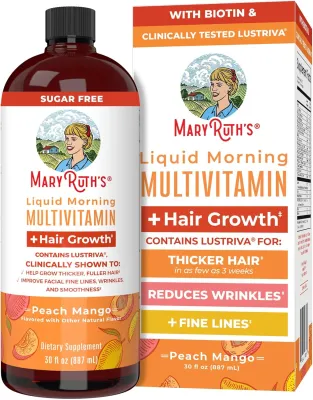 MaryRuth's, Liquid Morning Multivitamin + Hair Growth, Peach Mango, 30 fl oz (887 ml)