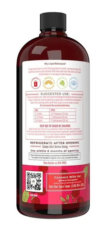 MaryRuth's, Liquid Morning Multivitamin, Raspberry, 30 fl oz (887 ml)