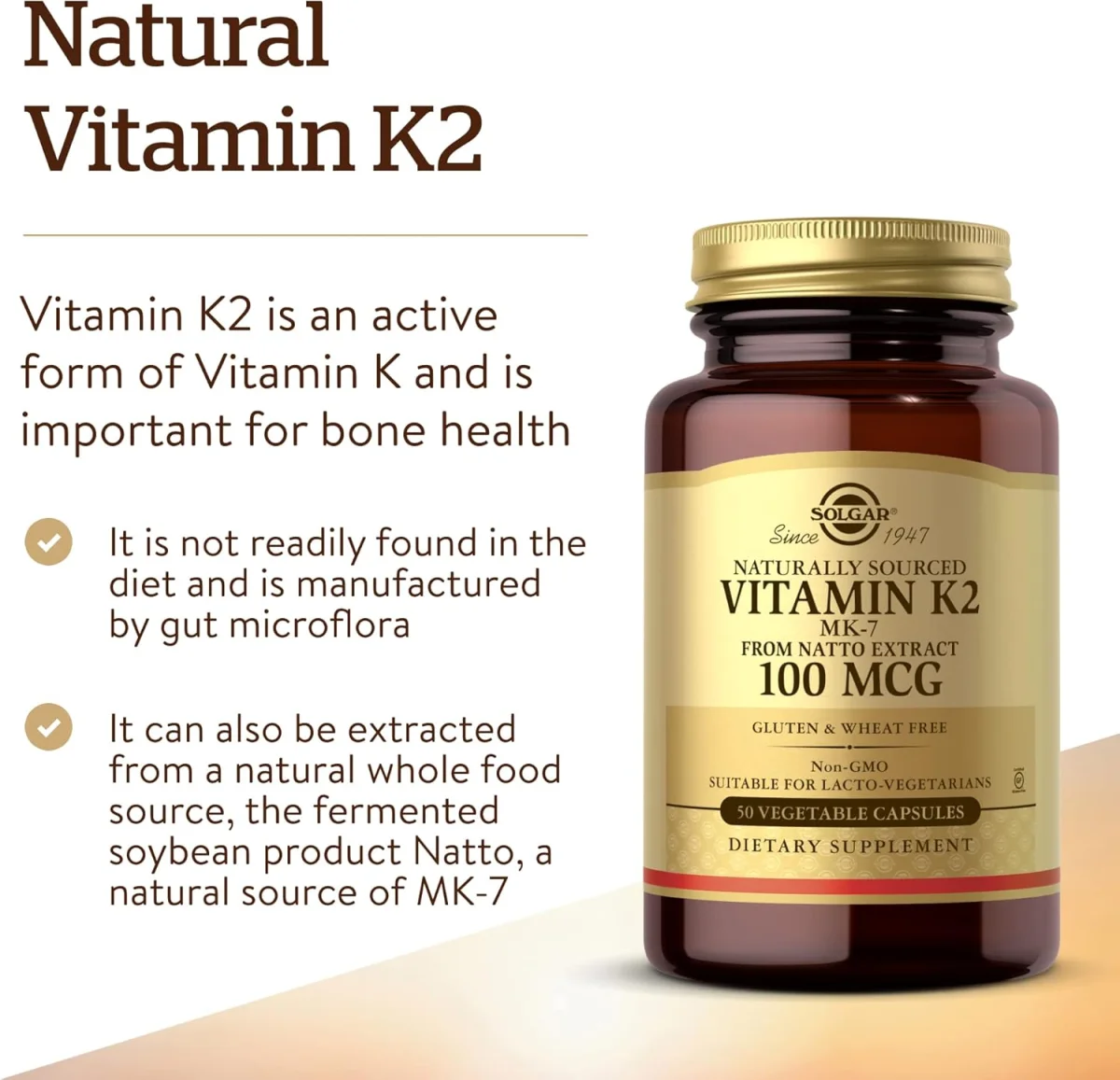 Solgar Vitamin K2 - 100 mcg - 50 Vegetable Capsules