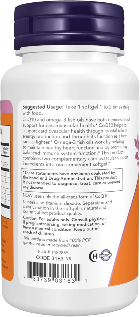 NOW CoQ10 60 mg + Fish Oil - 60 Softgels