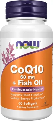 NOW CoQ10 60 mg + Fish Oil - 60 Softgels