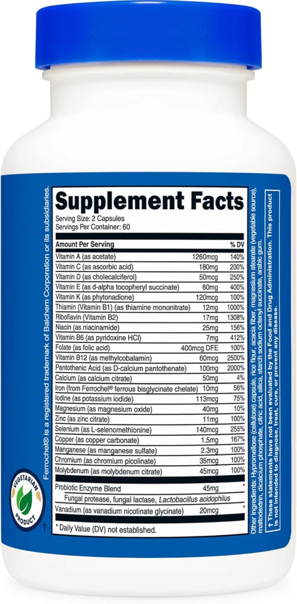 Nutricost Multivitamin Probiotics + 22 Vitamins & Minerals - 120 Capsules