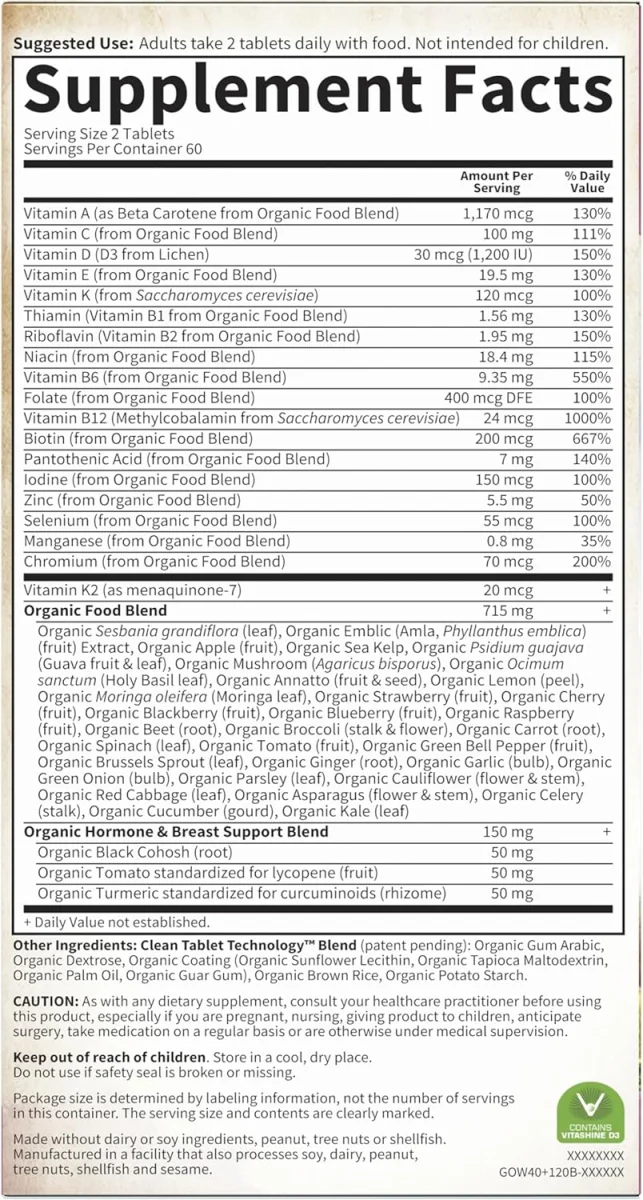 Garden of Life Organics Women's Multi 40 Plus - 120 Vegan Tablets