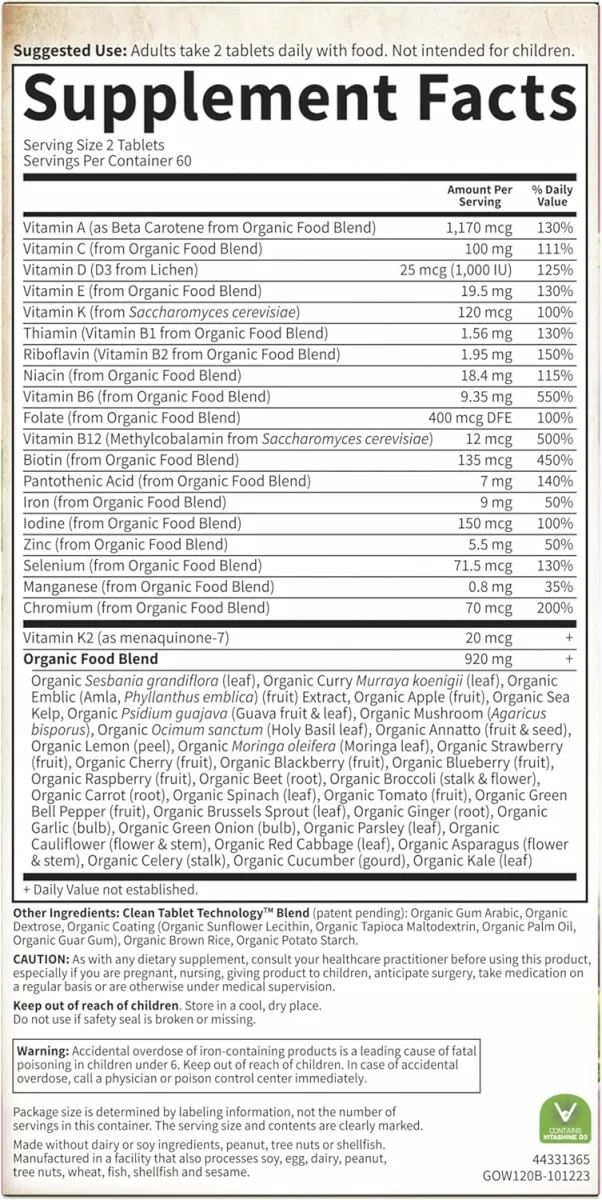 Garden of Life Organics Women's Multi - 120 Vegan Tablets