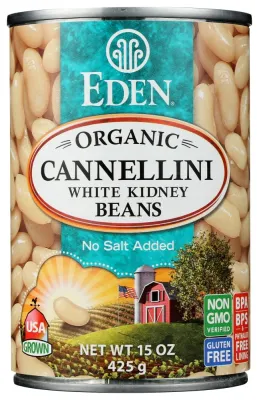 Eden Organic Cannellini White Kidney Beans, No Salt Added - 15 oz