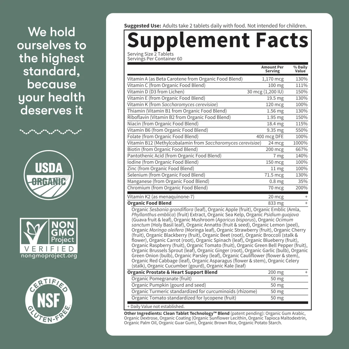Garden of Life Organics Men's Multi 40 Plus - 120 Vegan Tablets