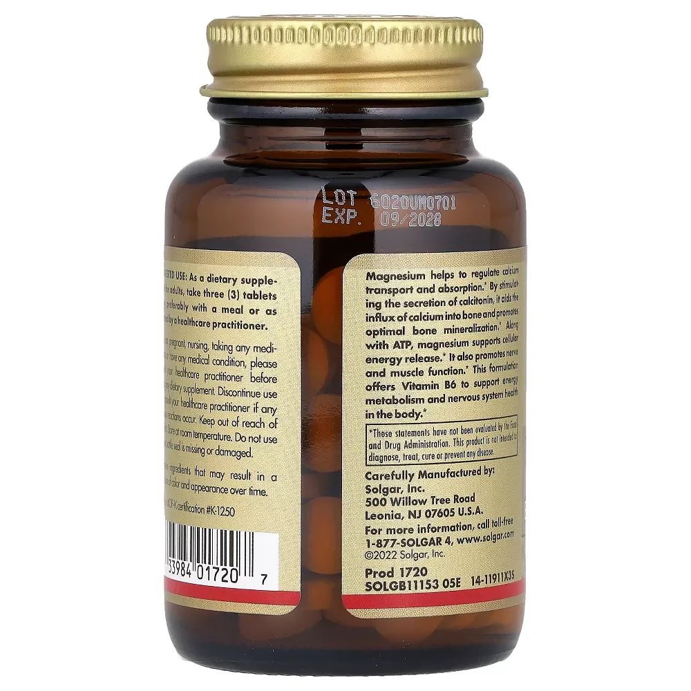 Solgar Magnesium with Vitamin B6 - 100 Tablets