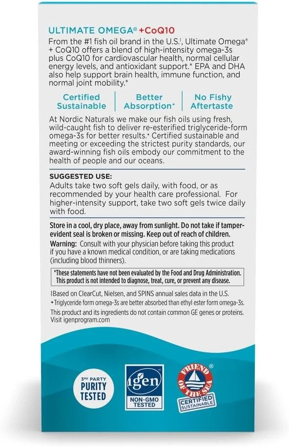 Nordic Naturals Ultimate Omega + CoQ10 Lemon - 1280 mg - 120 Softgels