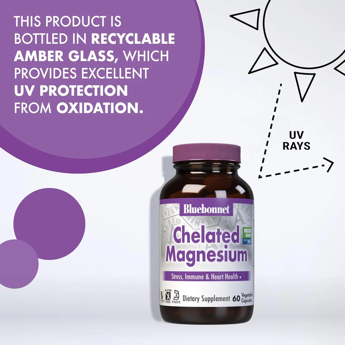 Bluebonnet Nutrition Chelated Magnesium - 200 mg - 60 Vegetable Capsules