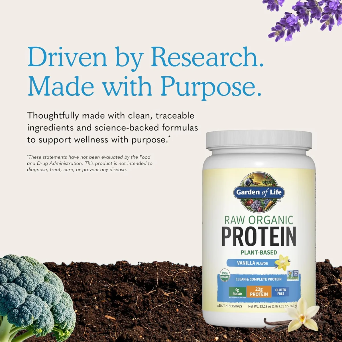 Garden of Life RAW Organic Protein Plant-Based Formula Vanilla - 23.28 oz