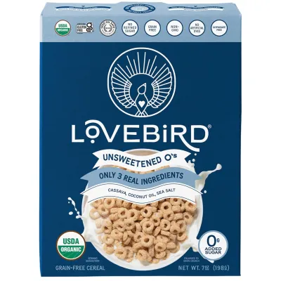 Lovebird Cereal Organic Grain Free Unsweetened O's - 7 oz