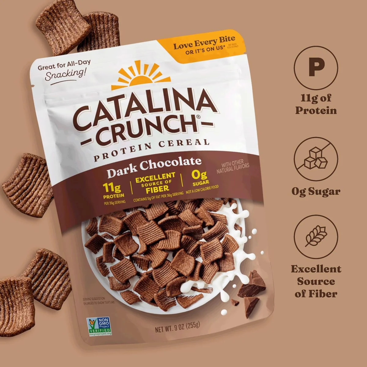 Catalina Crunch Gluten Free Keto Friendly Cereal, Dark Chocolate - 9 oz