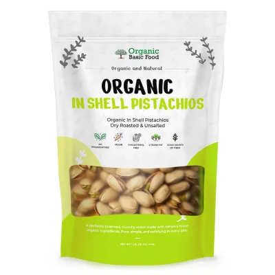 Organic In Shell Pistachios, Dry Roasted & Unsalted - 16 oz