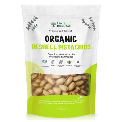 Organic In Shell Pistachios, Dry Roasted & Unsalted - 8 oz