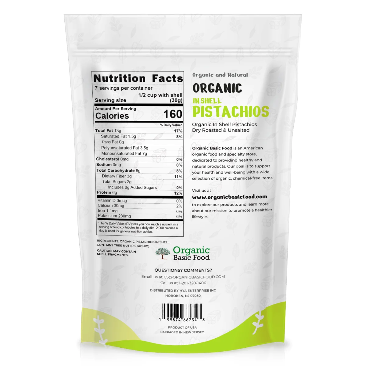 Organic In Shell Pistachios, Dry Roasted & Unsalted - 8 oz
