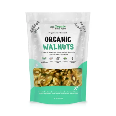 Organic Walnuts, Raw Halves & Pieces, Unroasted & Unsalted - 6 oz