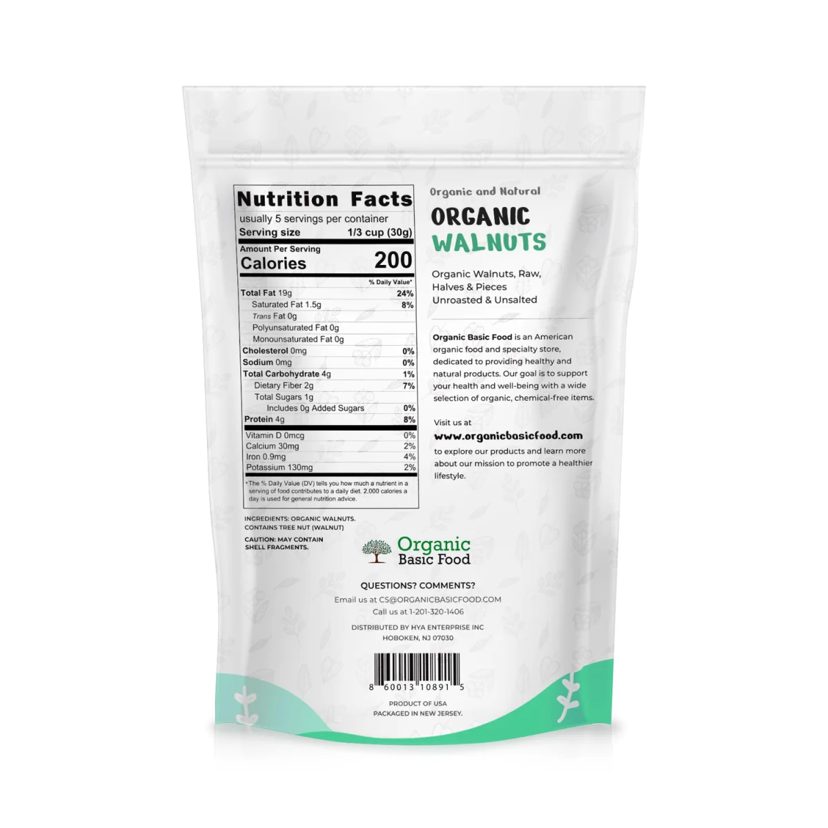 Organic Walnuts, Raw Halves & Pieces, Unroasted & Unsalted - 6 oz