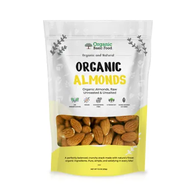 Organic Raw Whole Almonds, Unroasted & Unsalted - 7.5 oz