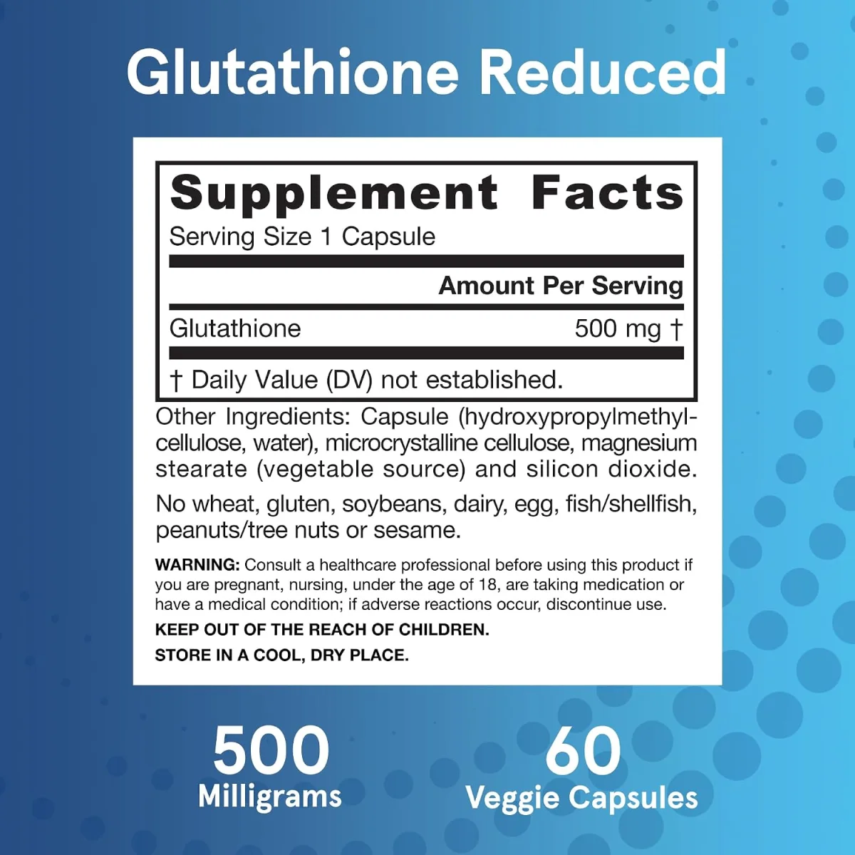 Jarrow Formulas Glutathione Reduced - 500 mg - 60 Veggie Capsules