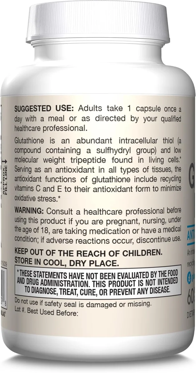 Jarrow Formulas Glutathione Reduced - 500 mg - 60 Veggie Capsules