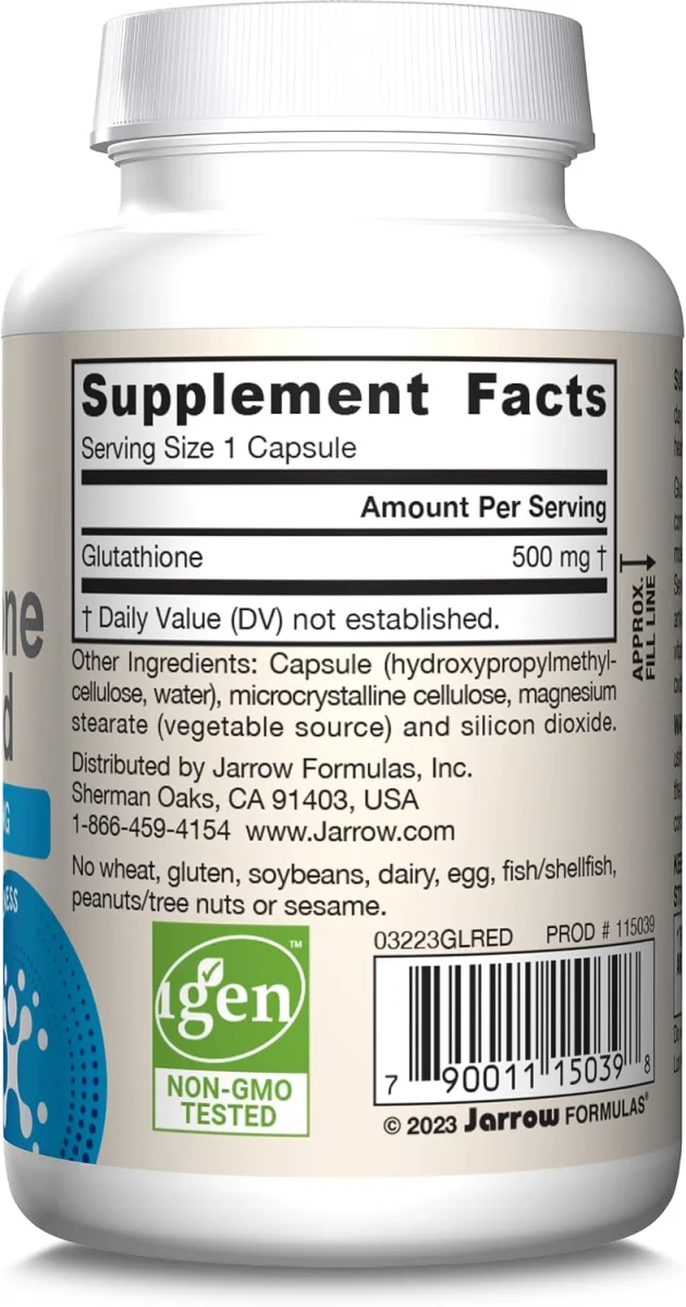 Jarrow Formulas Glutathione Reduced - 500 mg - 60 Veggie Capsules