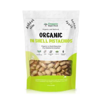 Organic In Shell Pistachios, Dry Roasted & Unsalted - 8 oz