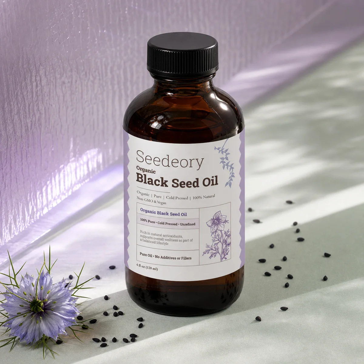 Seedeory Organic Black Seed Oil, Cold-Pressed & Unrefined - 4 fl oz