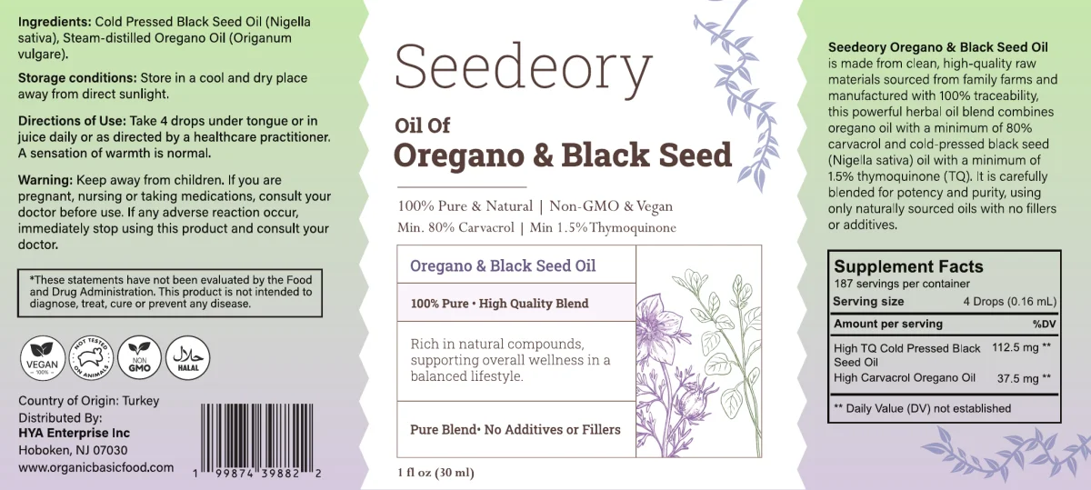 Seedeory Oil of Oregano & Black Seed - 1 fl oz