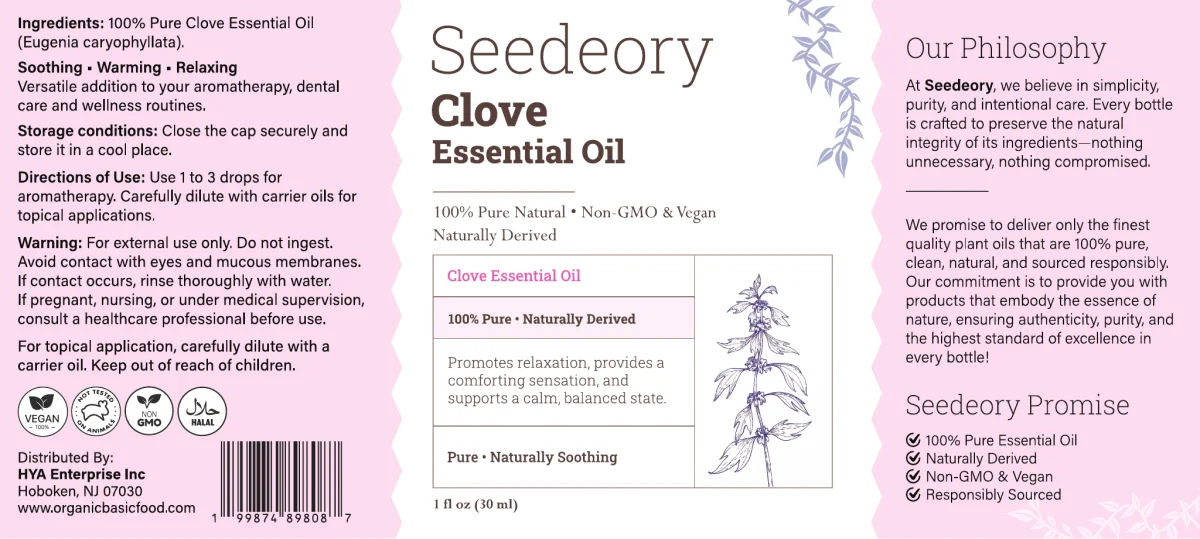 Seedeory Clove Essential Oil, 100% Pure - 1 fl oz