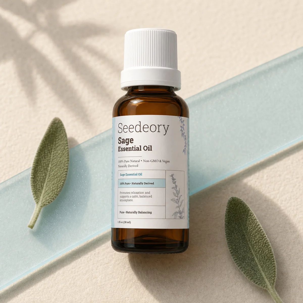 Seedeory Sage Essential Oil, 100% Pure - 1 fl oz