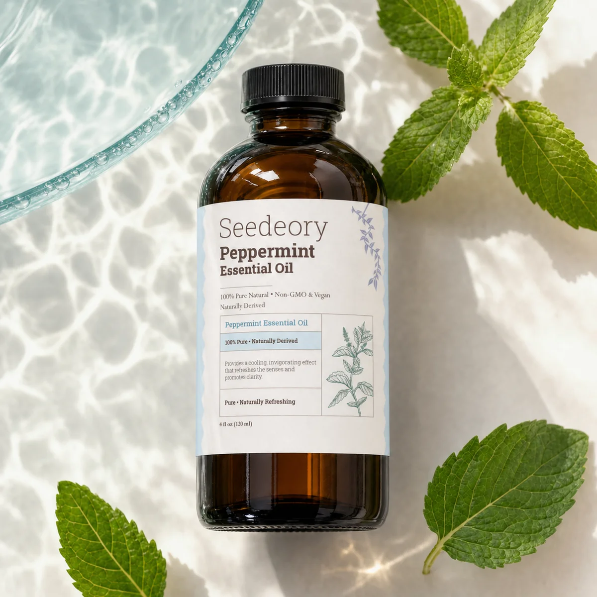Seedeory Peppermint Essential Oil, 100% Pure - 4 fl oz