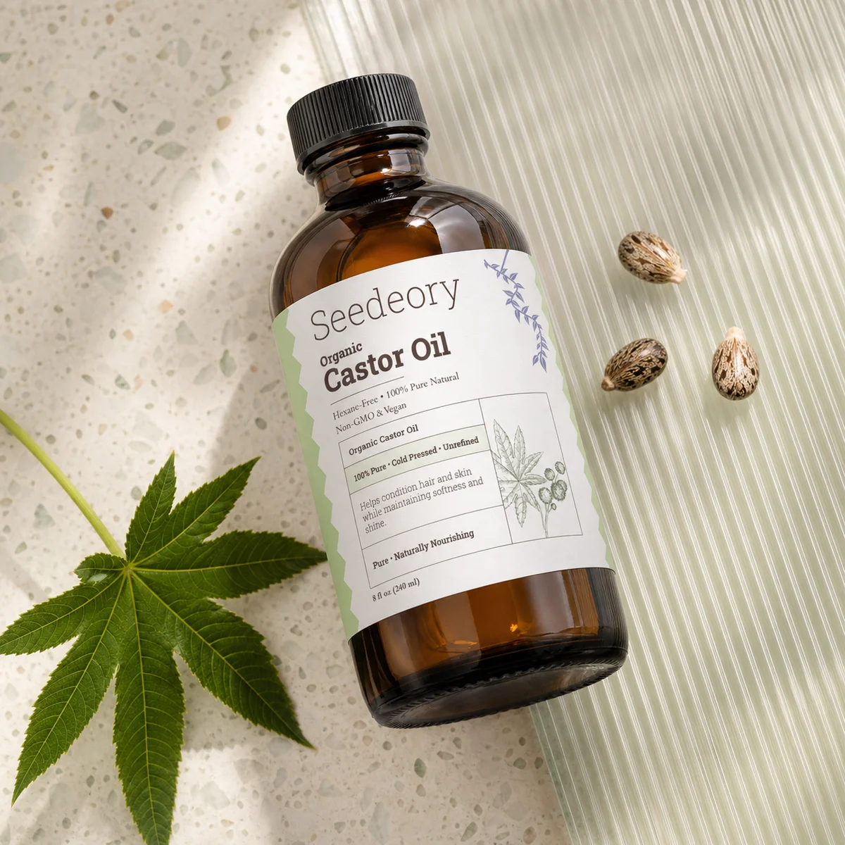 Seedeory Organic Castor Oil, Hexane-Free - 8 fl oz