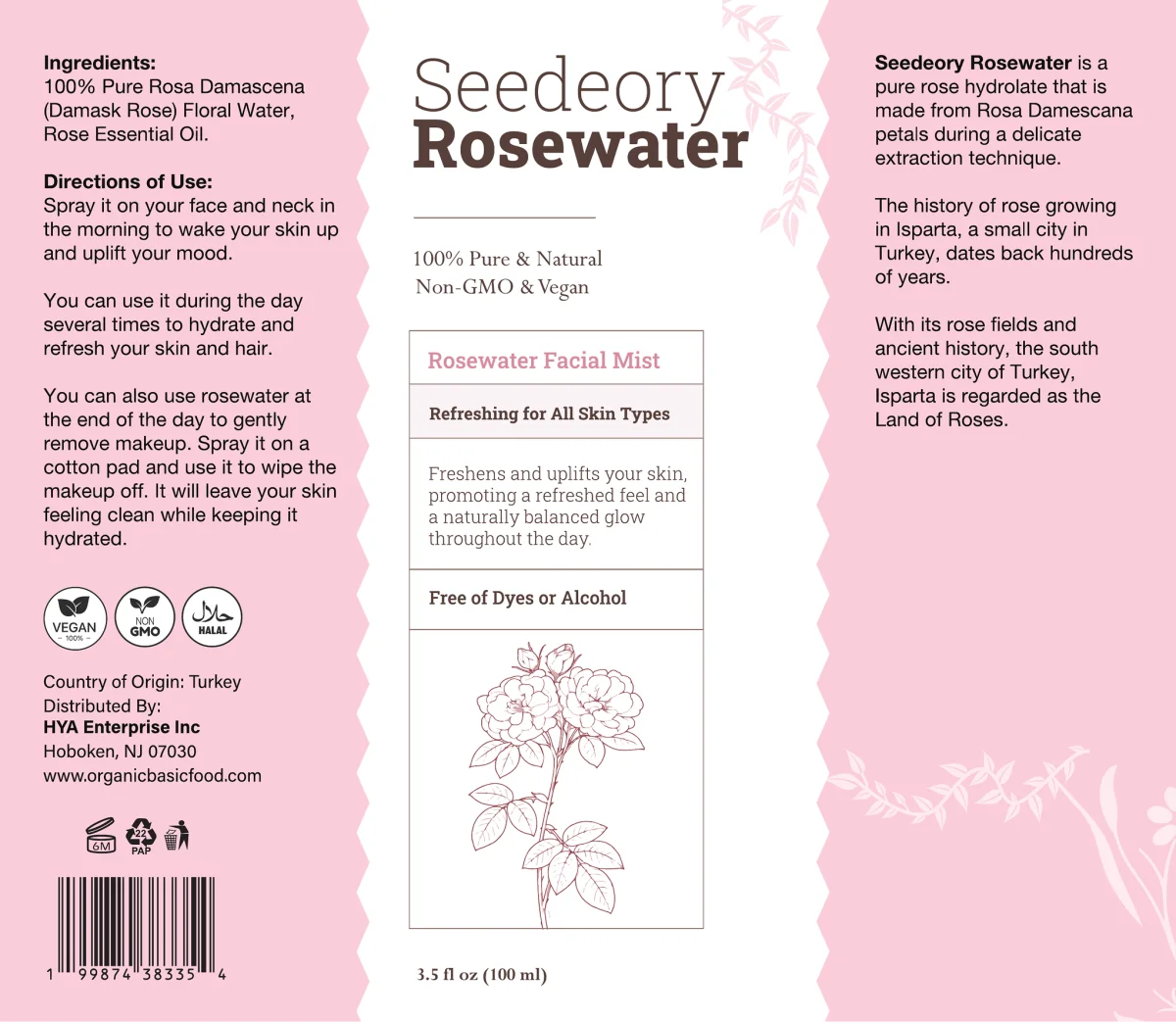 Seedeory Rosewater Facial Mist - 3.5 fl oz