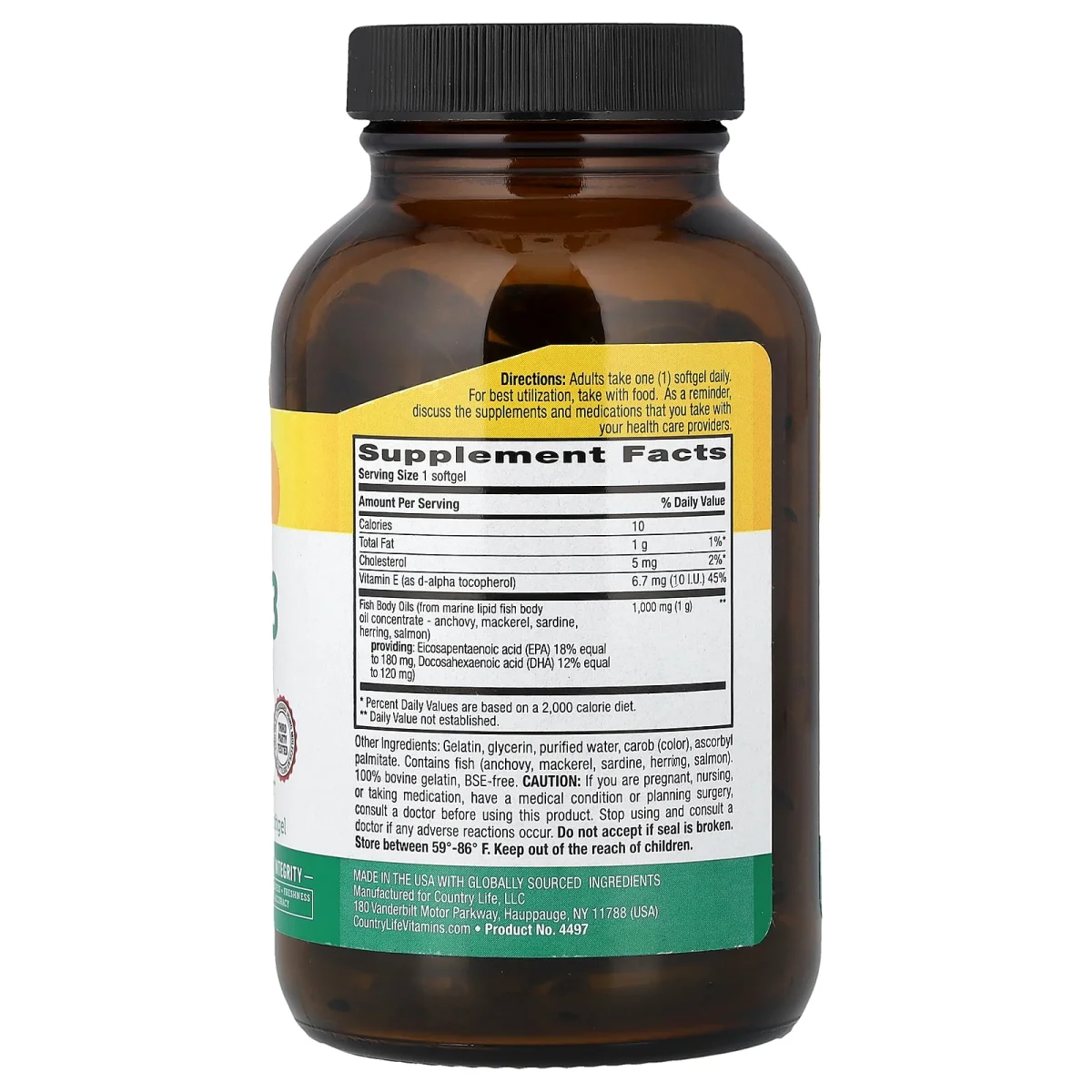 Country Life Omega-3 - 1000 mg - 100 Softgels