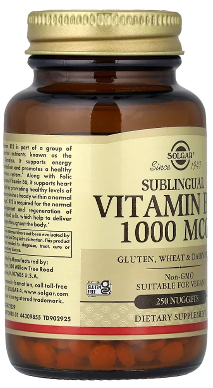 Solgar Vitamin B12 Sublingual - 1000 mcg - 250 Nuggets