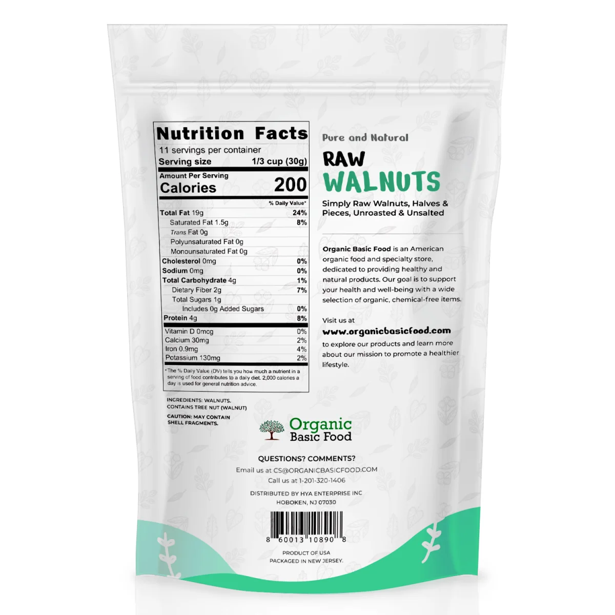 Raw Walnuts, Halves & Pieces, Unroasted & Unsalted - 12 oz