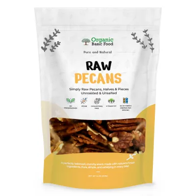 Raw Pecans, Halves & Pieces - 12 oz