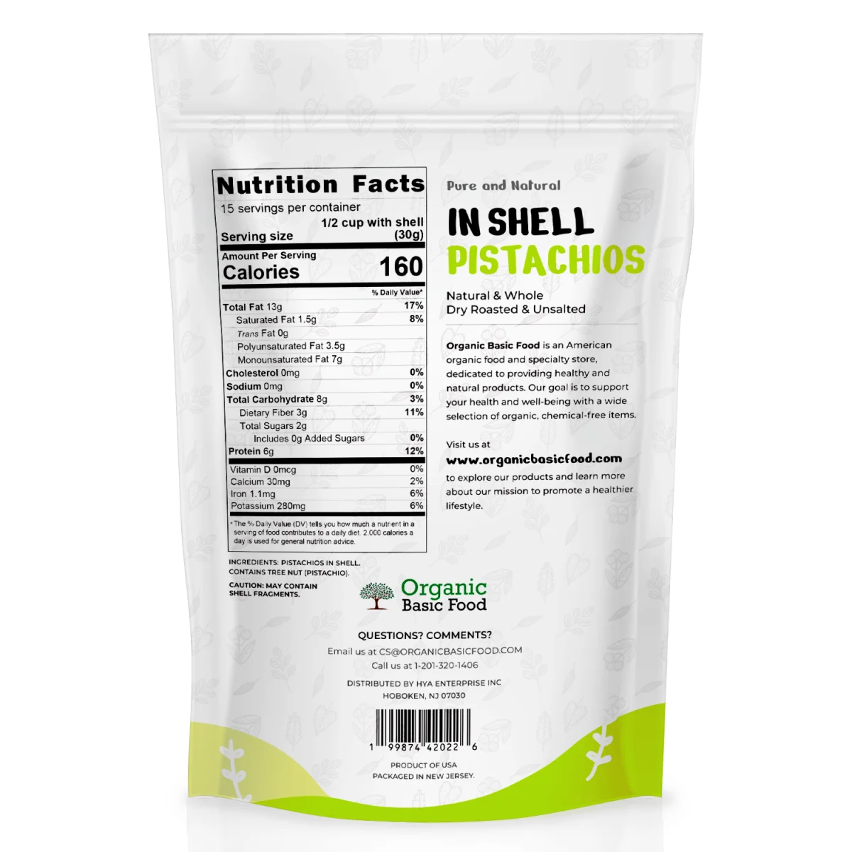 In-Shell Pistachios, Dry-Roasted & Unsalted - 16 oz