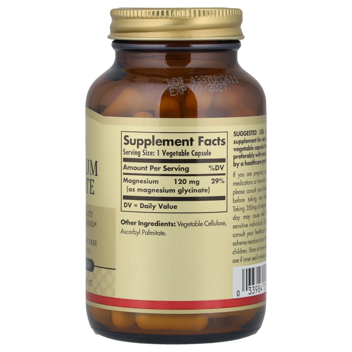 Solgar Magnesium Glycinate 120 mg - 90 Vegetable Capsules
