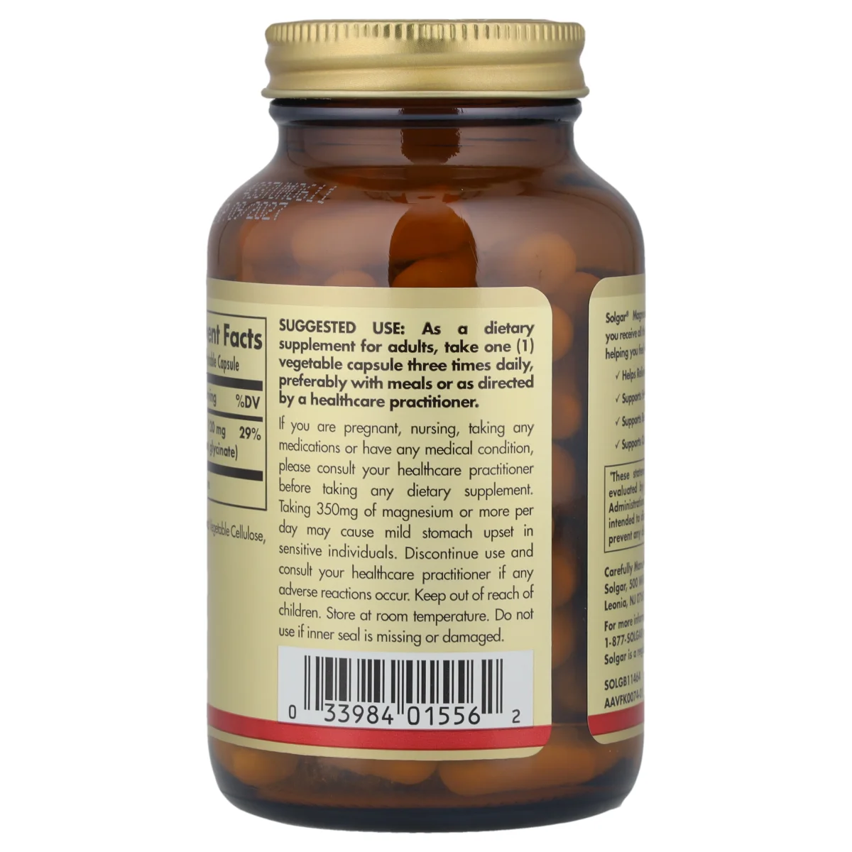 Solgar Magnesium Glycinate 120 mg - 90 Vegetable Capsules