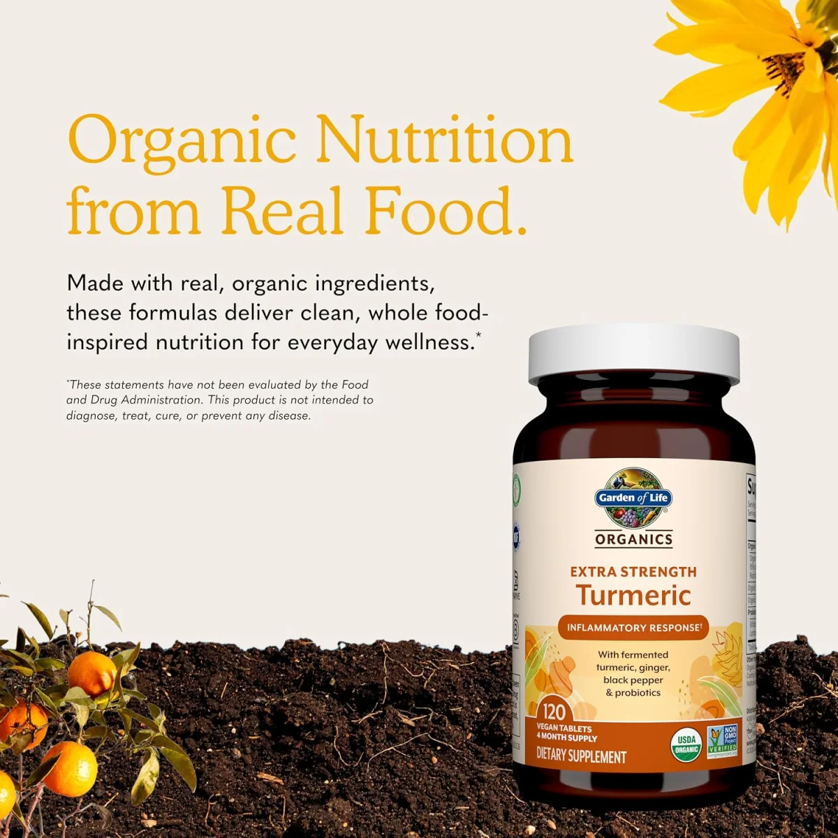 Garden of Life Organics Extra Strength Turmeric Inflammatory Response - 120 Vegan Tablets