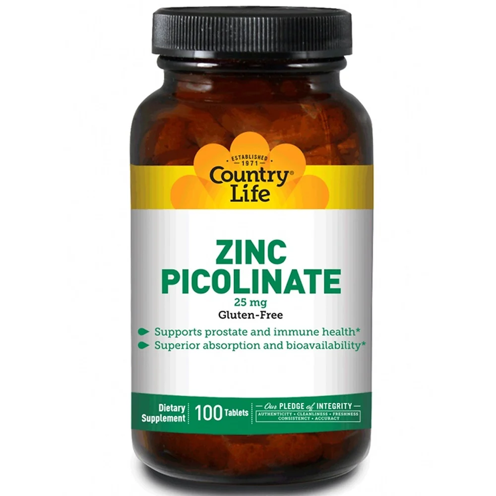 Country Life Zinc Picolinate - 25 mg - 100 Tablets