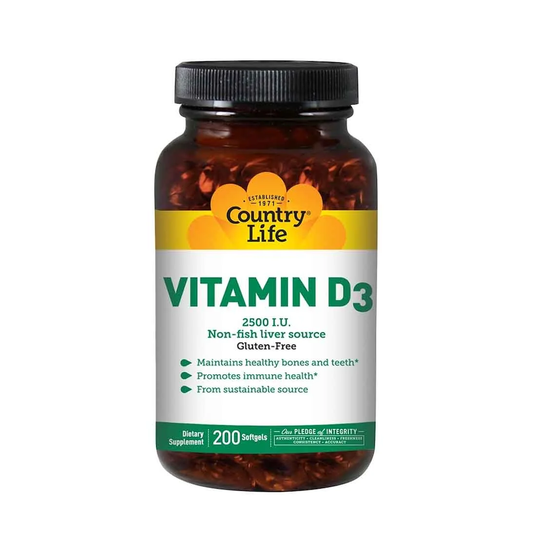 Country Life Vitamin D3 - 2500 IU - 200 Softgels