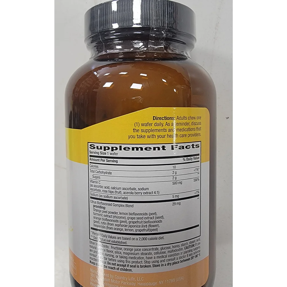 Country Life Chewable Vitamin C Juicy Orange - 500 mg - 90 Wafers