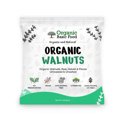 Organic Walnuts, Raw Halves & Pieces, Unroasted & Unsalted | Non-GMO | Vegan | Gluten-Free - 1 oz